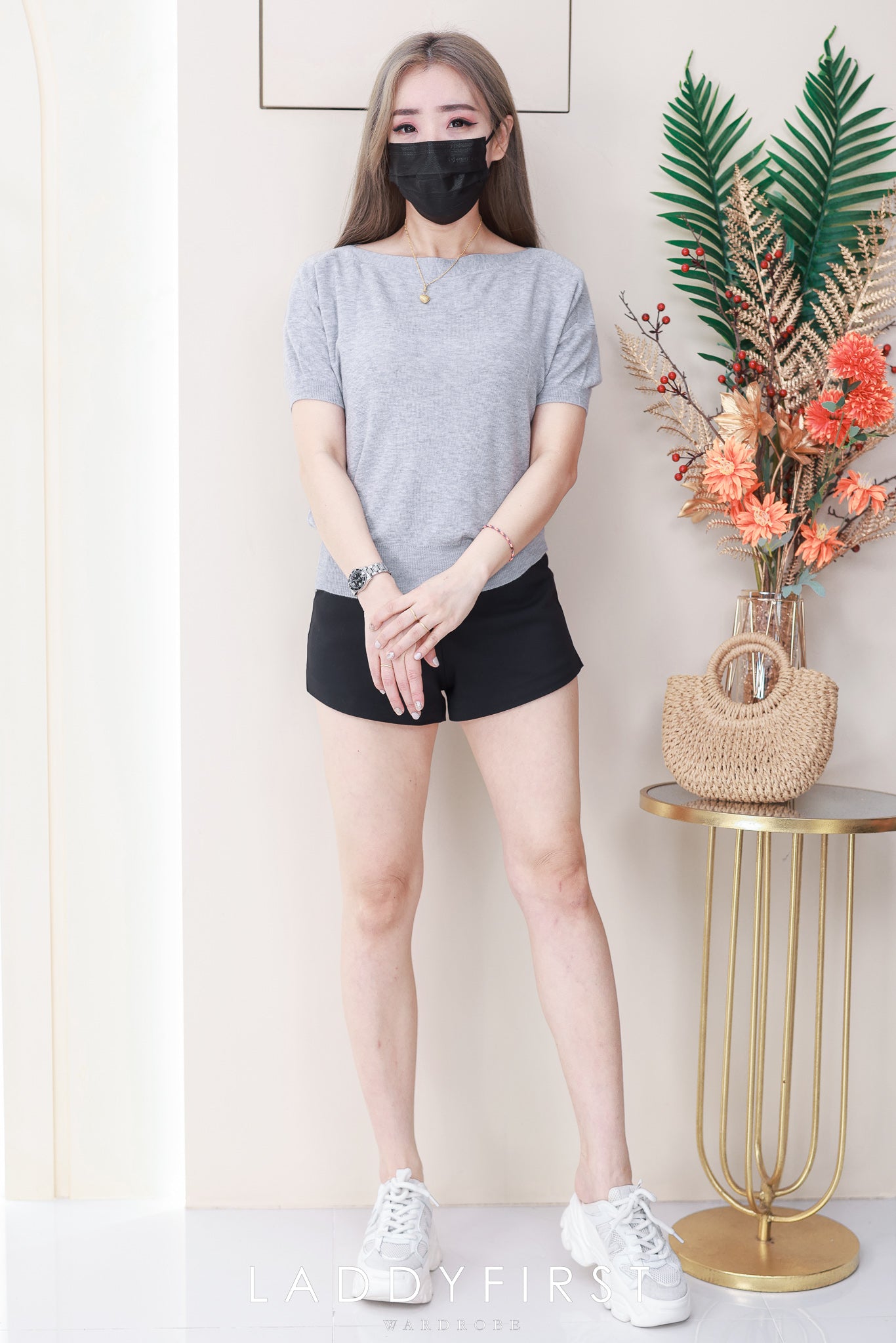 【T2378】宽松柔软针织弹力百搭上衣
