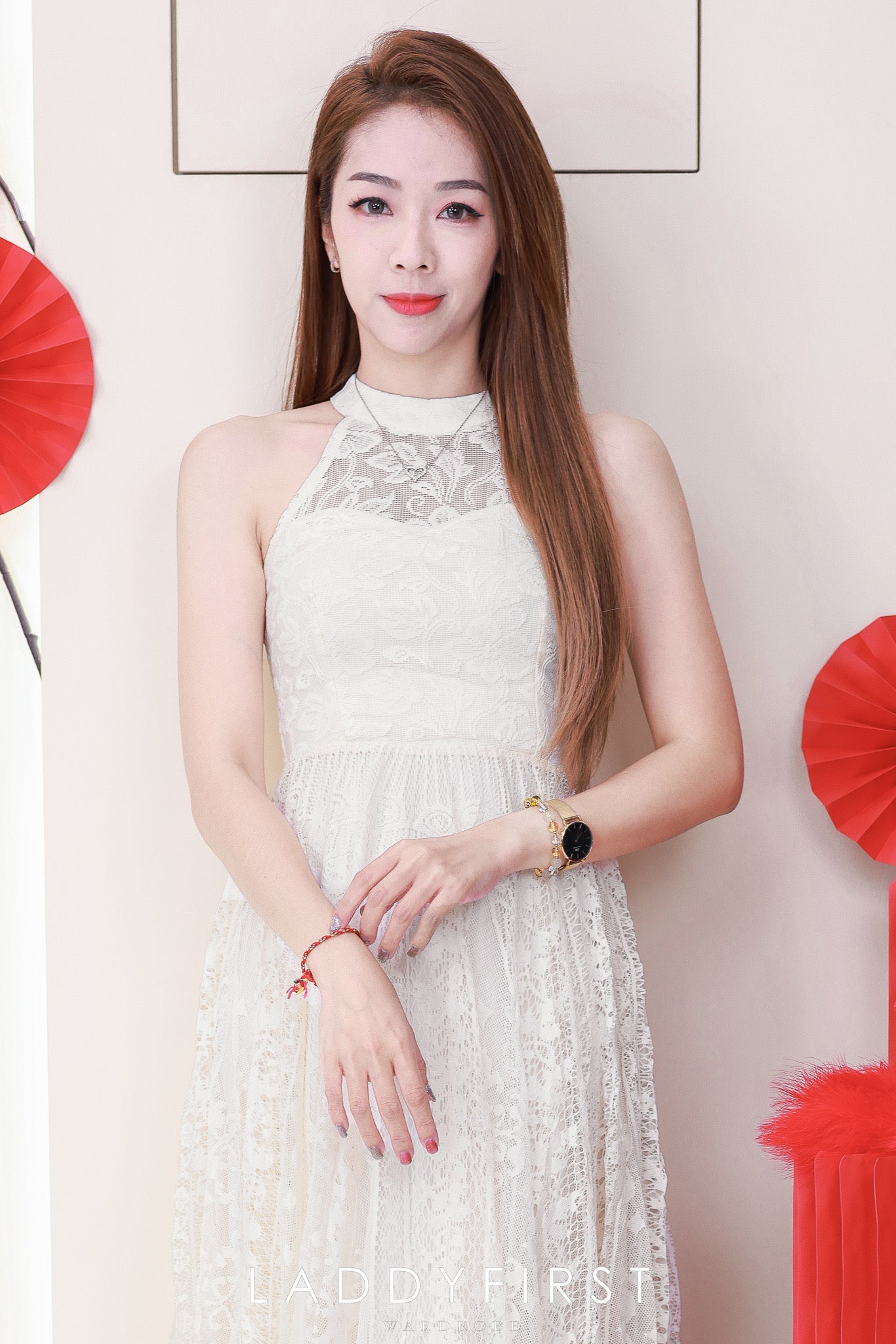 【D7173】高品质高端气质CUT IN无袖温柔风蕾丝连身裙子 ❤❤【B-R2-C1】