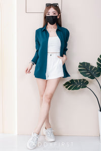 【T80340】＊订单不断＊ 独家爆款高品质韩式宽松版多巴胺色系翻领长袖西装衬衫上衣❤️【A-R1-C5】