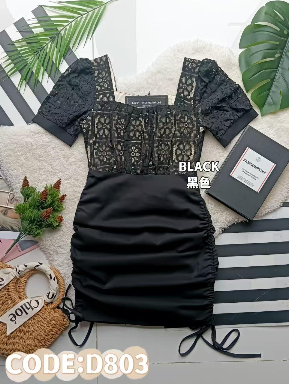 【D809】水溶蕾丝拼接西装连身裙子，两侧抽绳设计，内层有里布❤️❤️