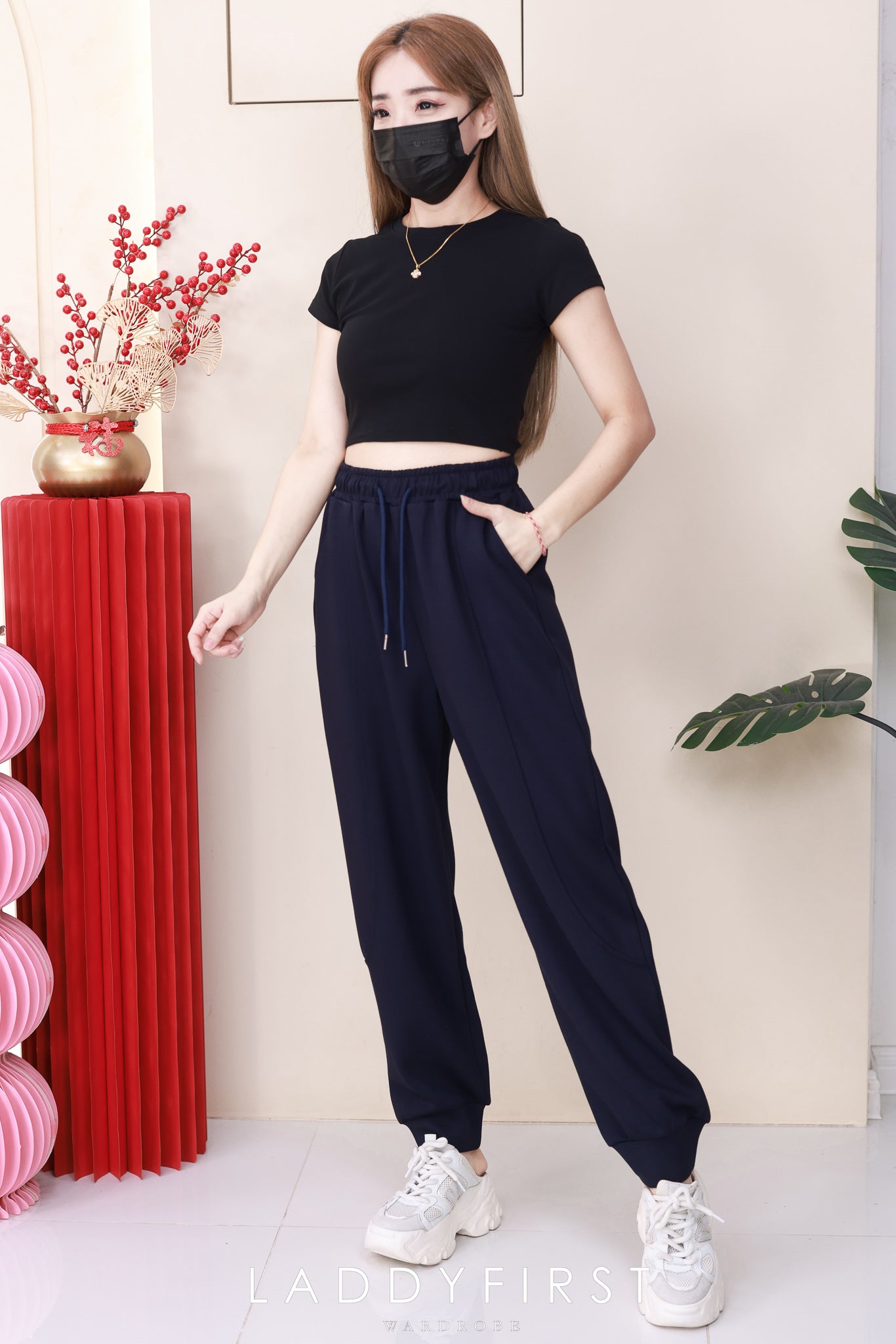 【L1192-1】⚡补货预订款⚡高品质空气棉松紧腰弹力运动休闲长裤，有口袋 ❤️❤️