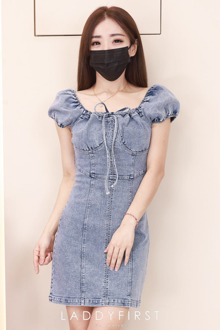 【D7113】高品质COTTON JEANS极简简约雪花牛仔连身裙子 ❤❤【B-R1-C5】