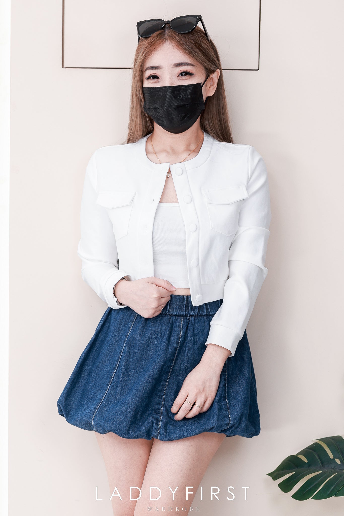 【S60092】高品质松紧弹力休闲牛仔花苞裤裙内有里裤，有口袋 ❤️❤️ 【A-R1-C1】