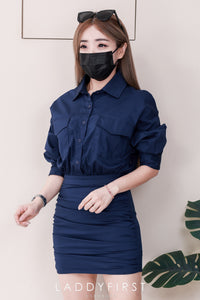 【D3488】🧧 宠粉福利回馈 🧧 【LFW独家小圆饼】高品质法式翻领长袖收腰显示包臀衬衫连身裙子 ❤️❤️ 【D-R2-C1】