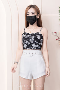 【SS110442】【网站福利款✨】高品质两件式西装时装套装 自调无袖肩带西装上衣，后幅伸缩弹力➕印花西装高腰短裤，有口袋，配送腰带 ❤️❤️ 【D-R1-C3】