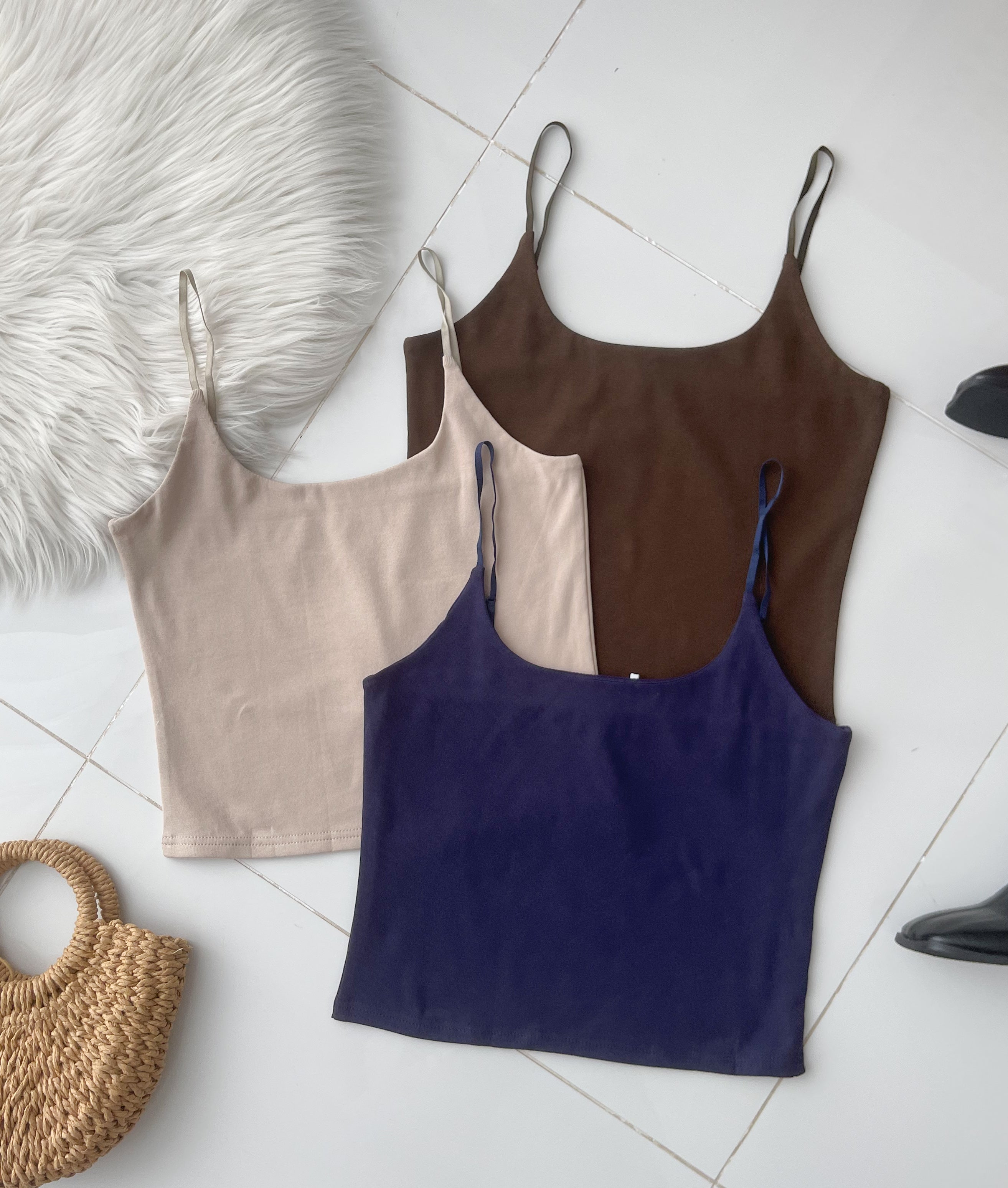 【T14618 / 9192】高品质前双层无痕纯棉弹力自调无袖肩带内搭上衣 ❤️❤️