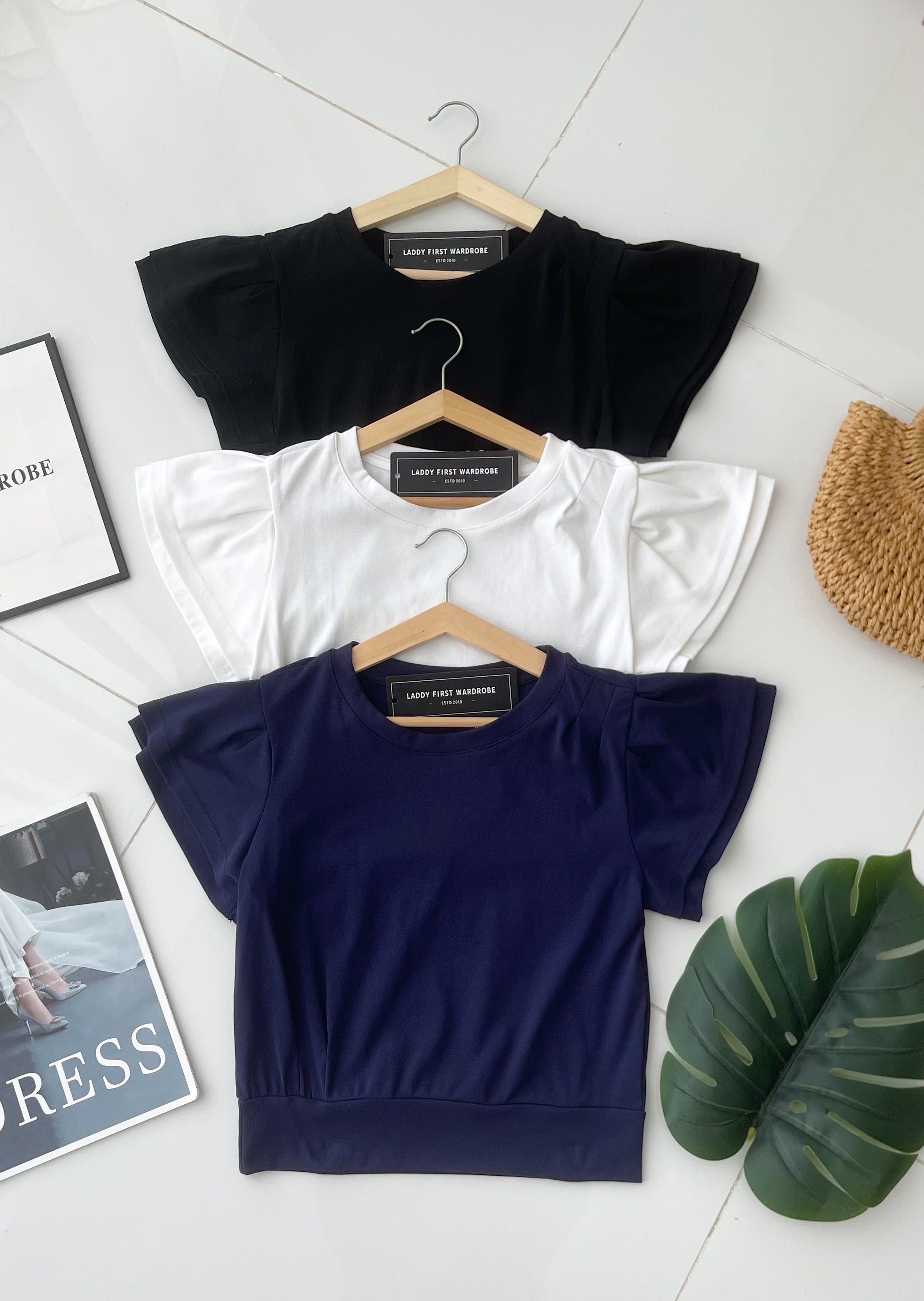 【T98665】高品质荷叶袖纯棉弹力百搭上衣 ❤❤