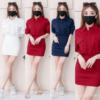 【D3488】🧧 宠粉福利回馈 🧧 【LFW独家小圆饼】高品质法式翻领长袖收腰显示包臀衬衫连身裙子 ❤️❤️ 【D-R2-C1】