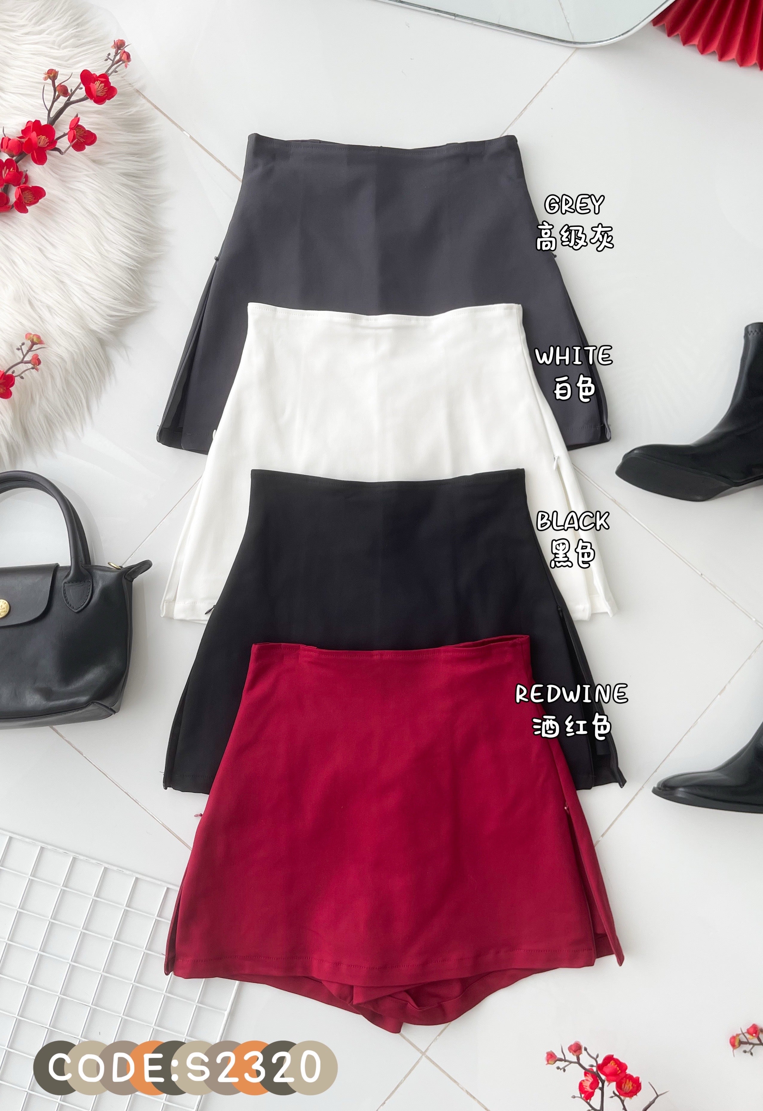 【S2320】高品质极简简约前后裙A字西装高腰百搭裤裙，两侧拉链开叉设计 ❤️❤️