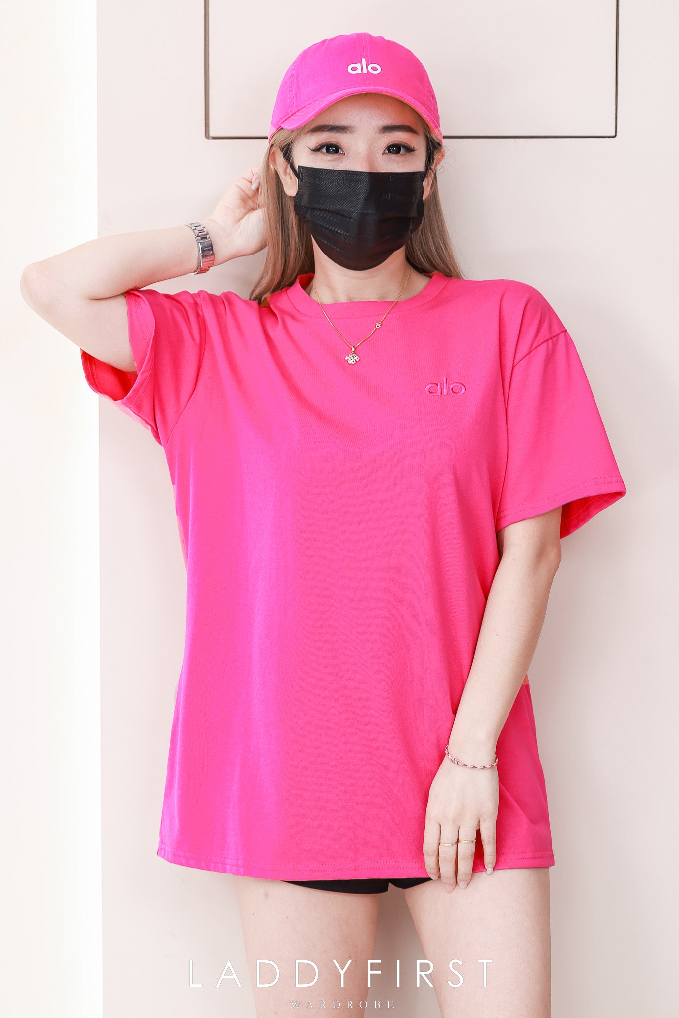 【O2088-1】高品质三件套男女同款圆领短袖alo刺绣Oversized 休闲上衣➕帽子➕袜子 ❤❤