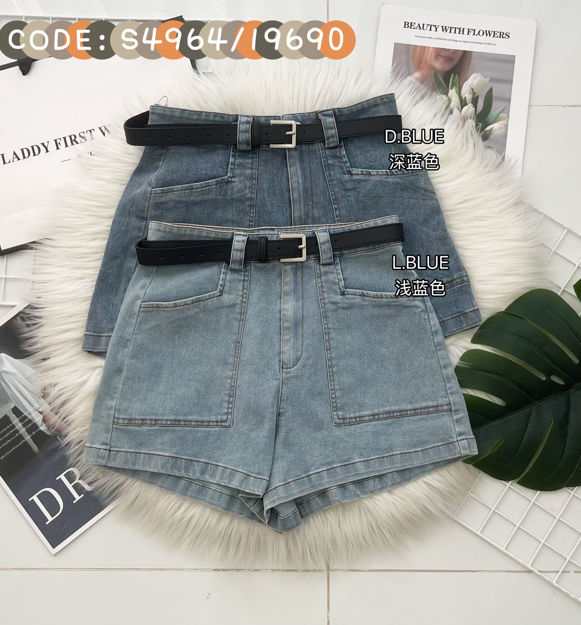 【S4964 / 19690】高品质COTTON JEANS简约日常休闲百搭牛仔长裤，有口袋 配送皮革腰带 ❤️❤️