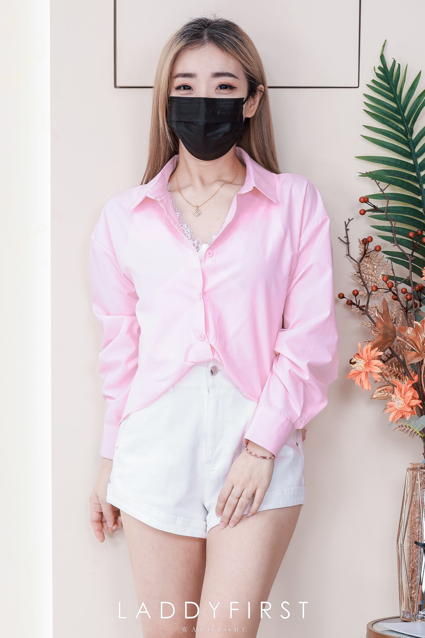 【T98352】高品质韩系假两件式前短后长长袖衬衫上衣 ❤❤ 【A-R1-C3】