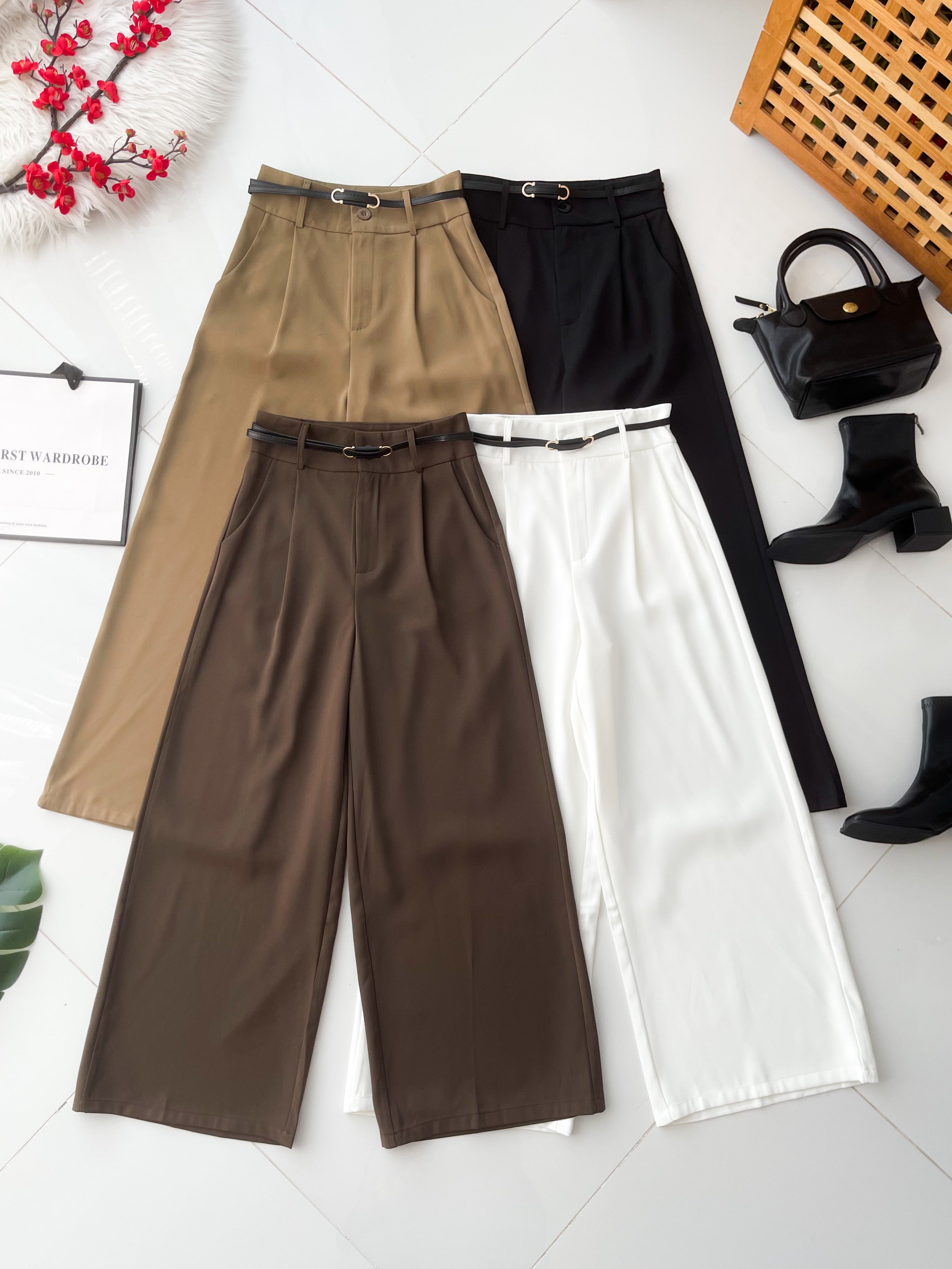 【L83012】高品质西装垂感阔脚高腰百搭长裤，有口袋 ❤️❤️