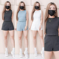 【SS2257】高品质两件式厚实罗马简约套装 无袖罗马上衣➕罗马高腰百搭短裤，有口袋 ❤️❤️【A-R2-C2】