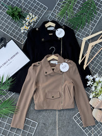 【JK150682】独家爆款气质罗马弹力长袖百搭外套