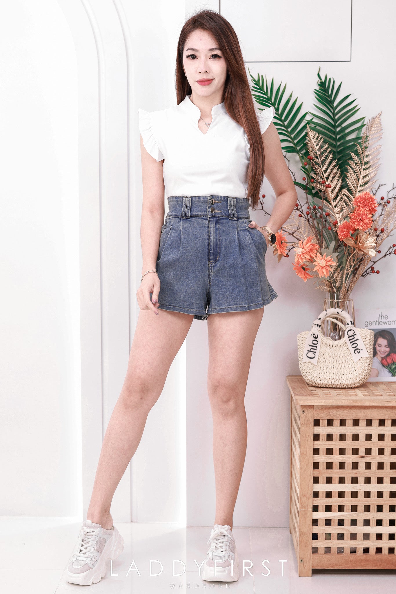 【S3439】【独家小圆饼】高品质COTTON JEANS牛仔弹力百褶设计牛仔高腰百搭短裤，有口袋 ❤️❤️ 【A-R1-C6】