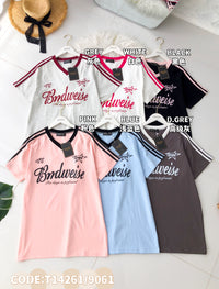 【T14261 / 9061】高品质V领字母拉线设计OVERSIZED 上衣 ❤❤【A-R3-C4】
