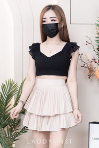 【S68114】【独家小圆饼】双层蛋糕百褶荷叶边高腰显瘦西装裙子，内层里布短裤【B-R1-C2】