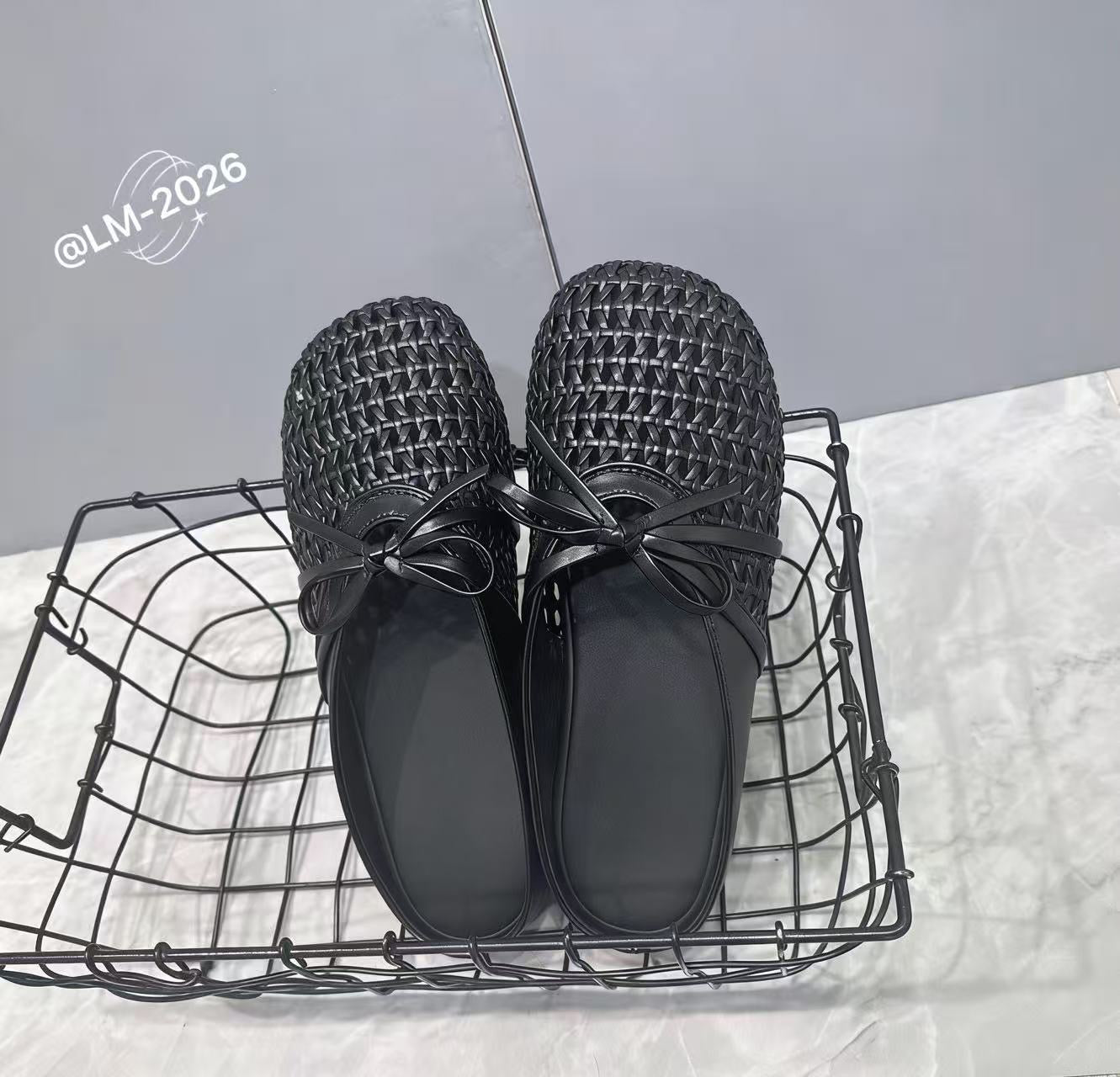 【R58332】✨现货✨高品质PU渔网蝴蝶结凉鞋 ❤️
