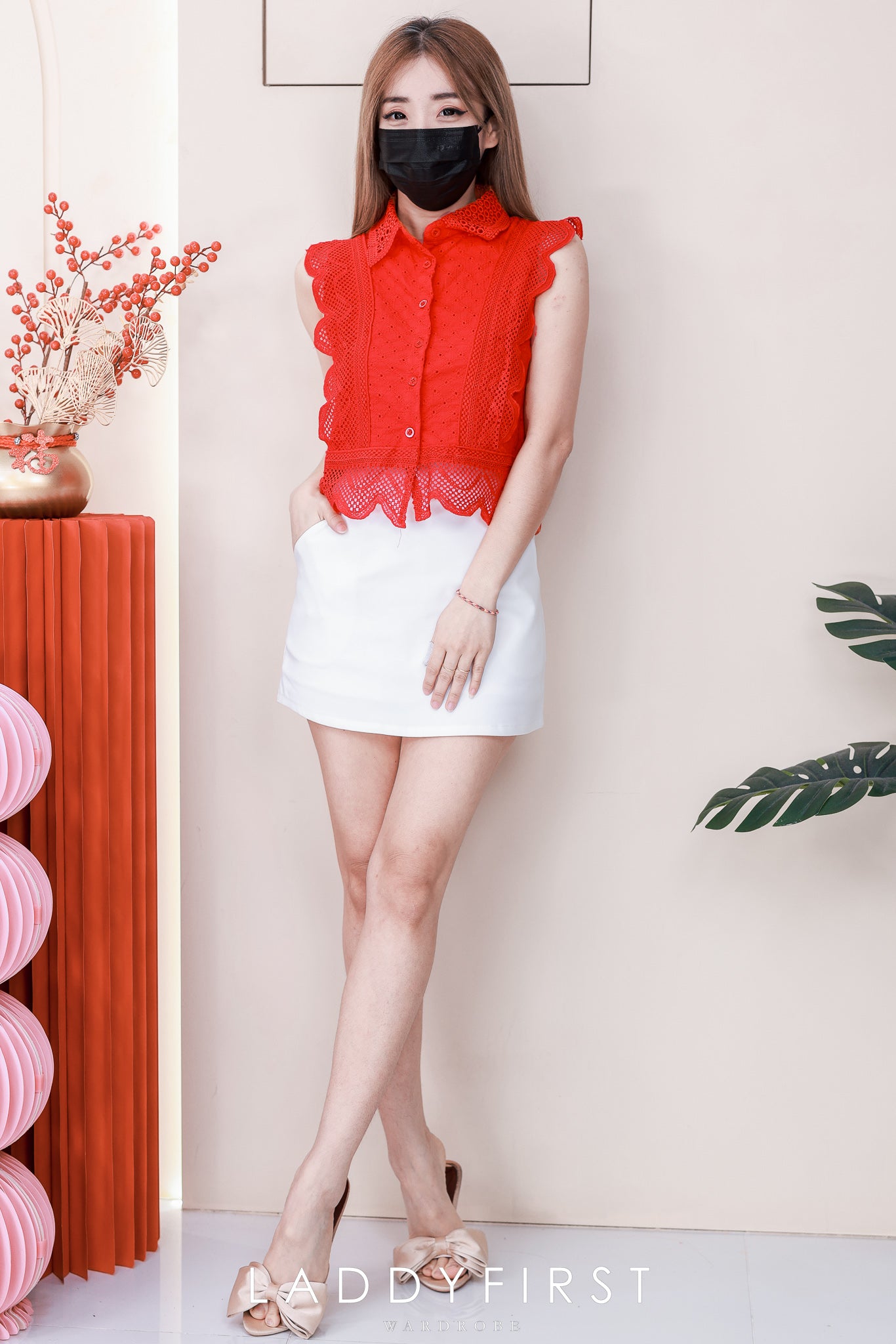 【T6794】高品质方领波浪边桐花上衣 ❤❤