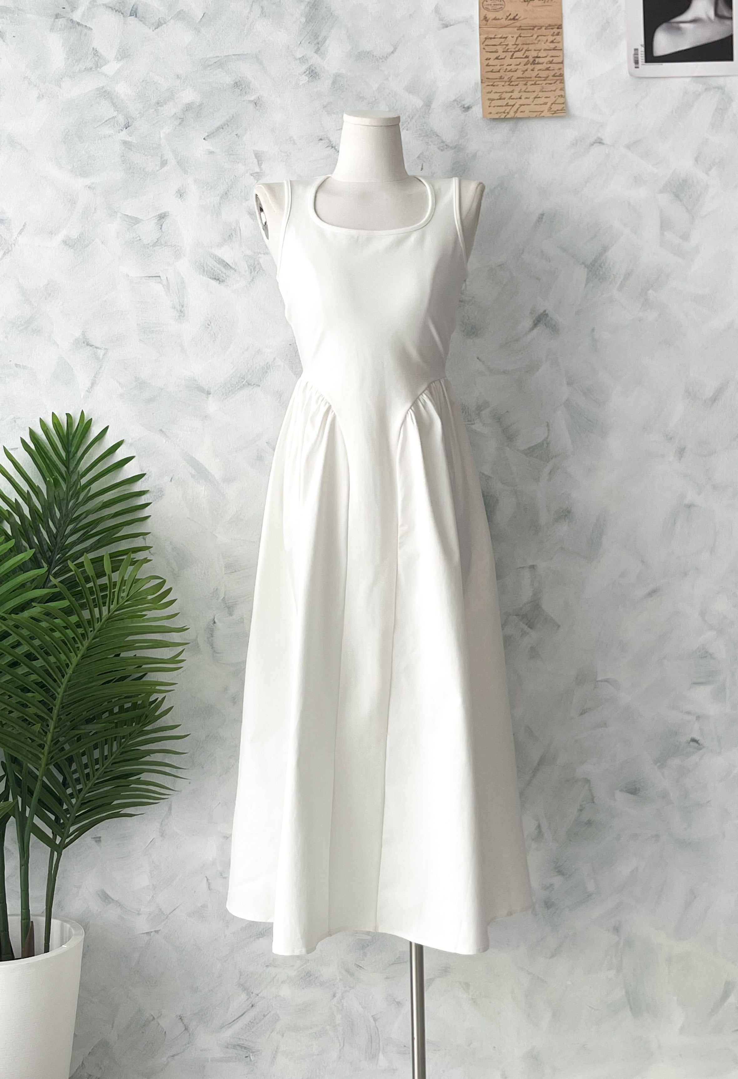 【D111037】高品质罗马弹力上衣拼接西装无袖连身长裙 ❤❤【B-R1-C2】