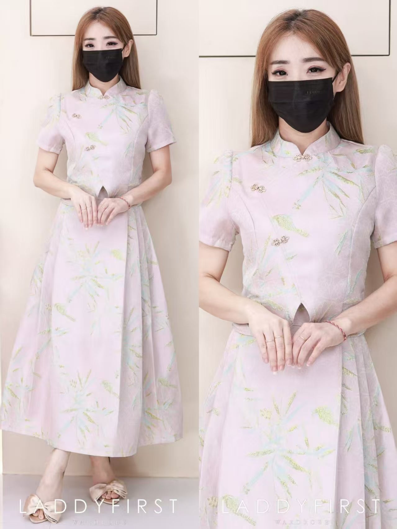 【SS614】【补厂家现货⚡⚡】高品质两件式高级感国风新中式马面裙提花旗袍套装 旗袍上衣➕马面长裙，有口袋 ❤️❤️