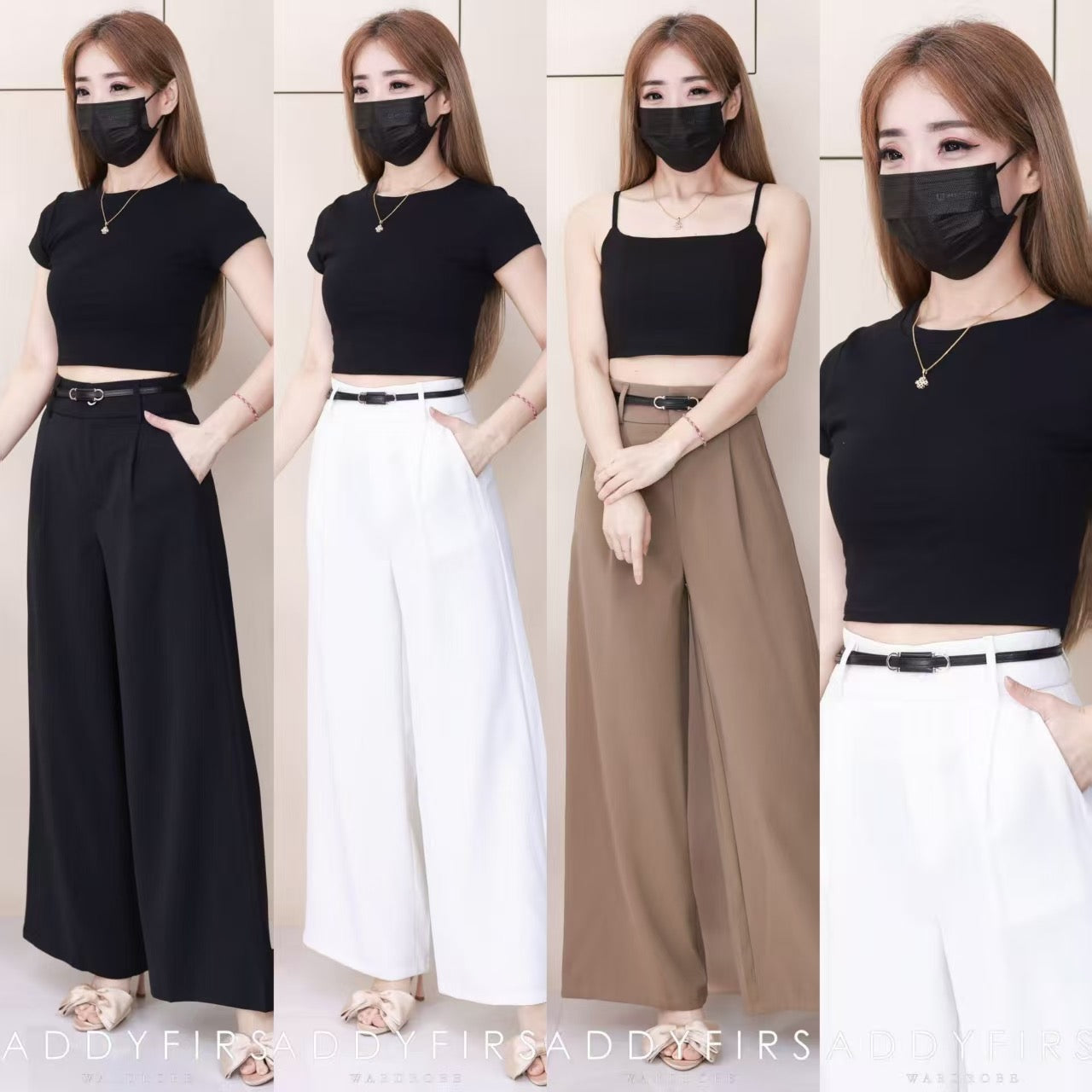 【L83012】高品质西装垂感阔脚高腰百搭长裤，有口袋 ❤️❤️【B-R2-C2】