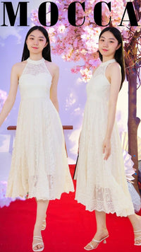 【D7173】高品质高端气质CUT IN无袖温柔风蕾丝连身裙子 ❤❤【B-R2-C1】