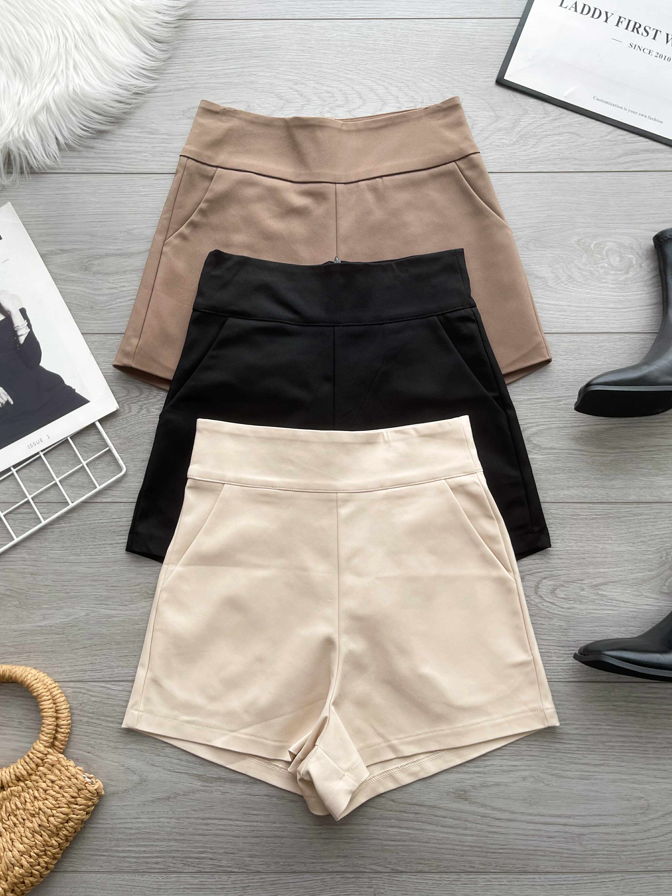 【S7885】【网站福利款✨】独家爆款【万能爸爸】西装高腰百搭短裤，后中拉链有口袋