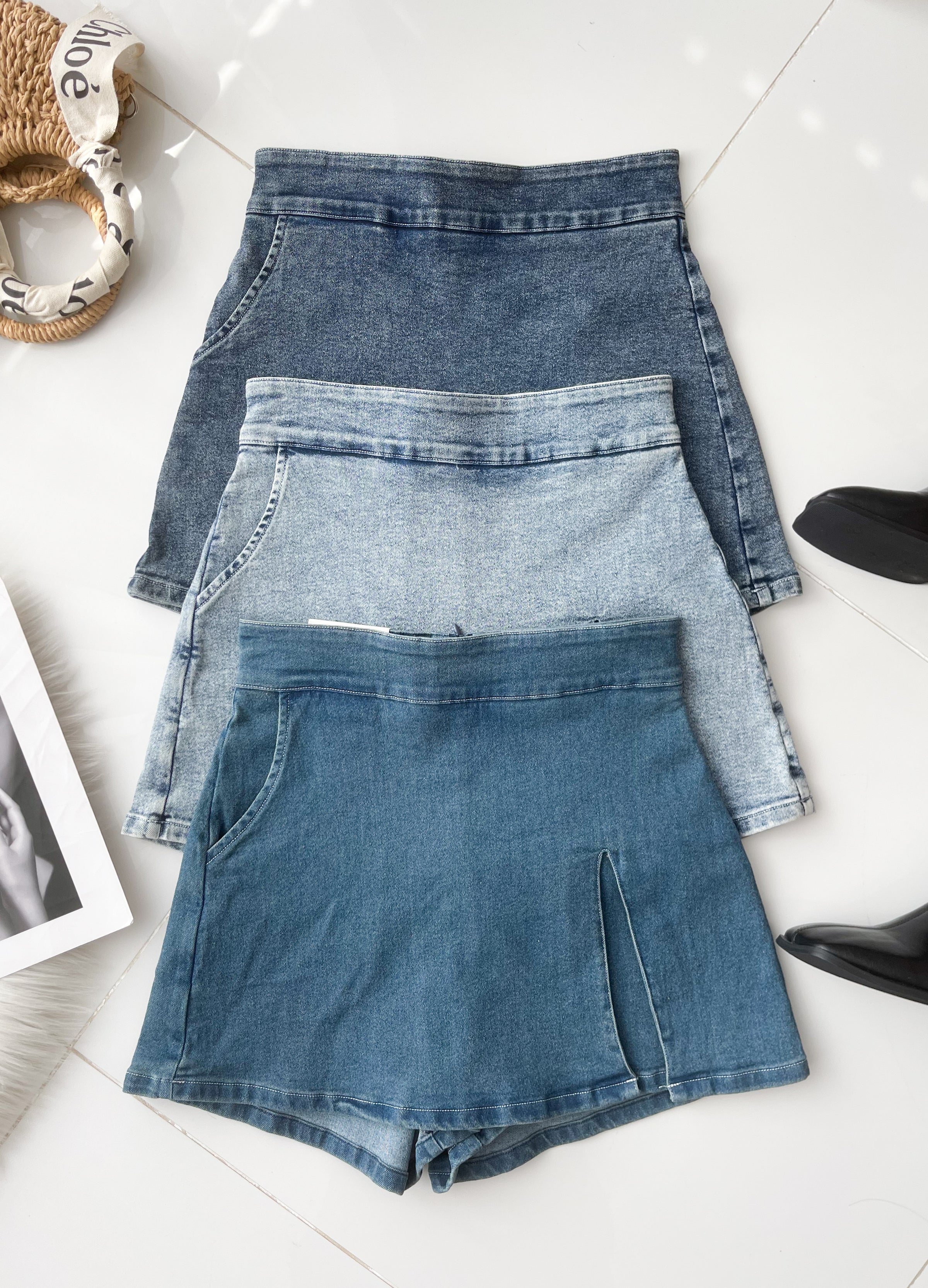 【S6891】高品质COTTON JEANS简约时尚厚实牛仔高腰百搭裤裙，有口袋 ❤️❤️【A-R2-C6】