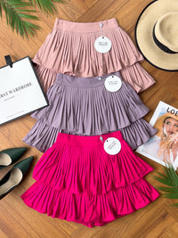 【S68114】【独家小圆饼】双层蛋糕百褶荷叶边高腰显瘦西装裙子，内层里布短裤【B-R1-C2】