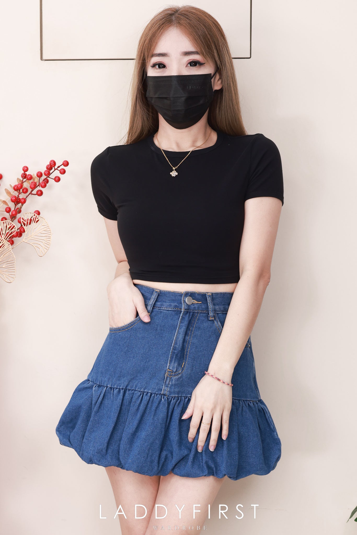 【S60219】高品质减龄时尚高腰显瘦设计花苞牛仔裙子，内层有里布短裤，有口袋 ❤️❤️