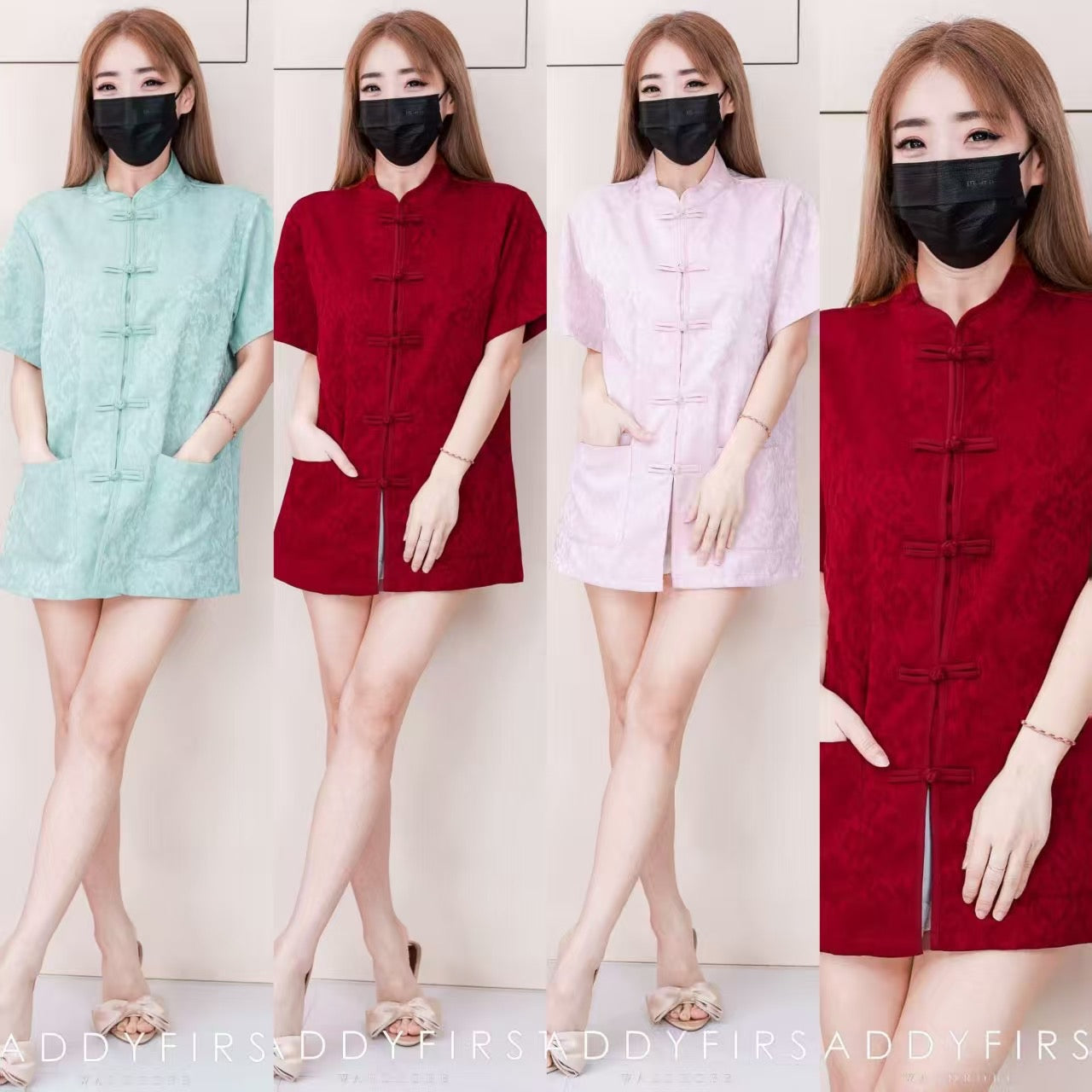 【T16966】高品质高端新中式国风男装唐装缎面旗袍上衣，有口袋 ❤❤