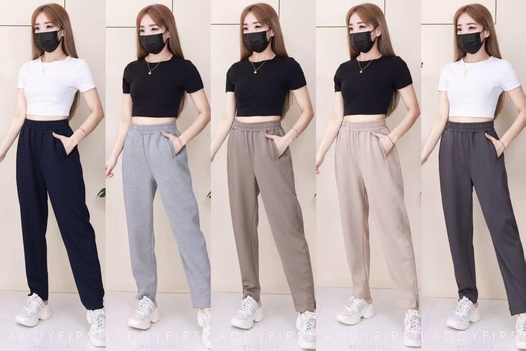 【L1191-1】⚡补货预订款⚡高品质空气棉松紧腰弹力运动休闲长裤，有口袋 ❤️❤️