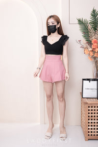 【S3380】【LFW独家小圆饼】高品质阔腿蓬蓬百褶显腰西装高腰百搭短裤，内层包臀防走光里布短裤 ❤️❤️【A-R3-C3】