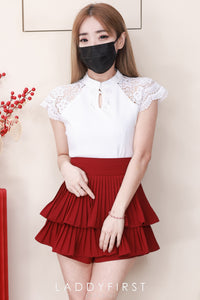 【S68135】【LFW独家小圆饼】【直播间搭配】双层蛋糕百褶荷叶边高腰显瘦西装裙子，内层防走光短裤 ❤️❤️ 【C-R3-C5】