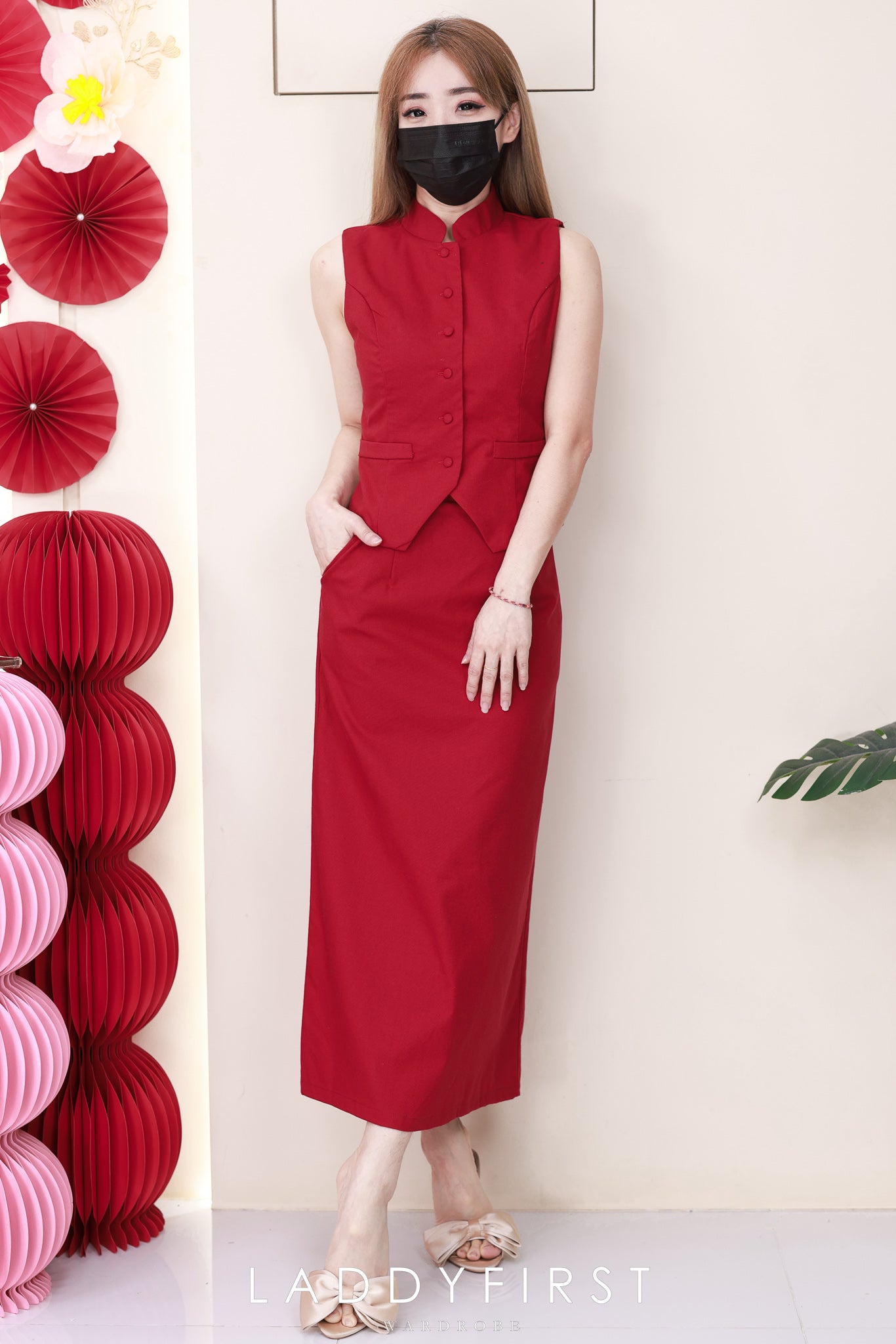 【SS82826】高品质两件式新中式棉麻套装 立领新中式马甲上衣➕棉麻高腰百搭裙子 ❤️❤️