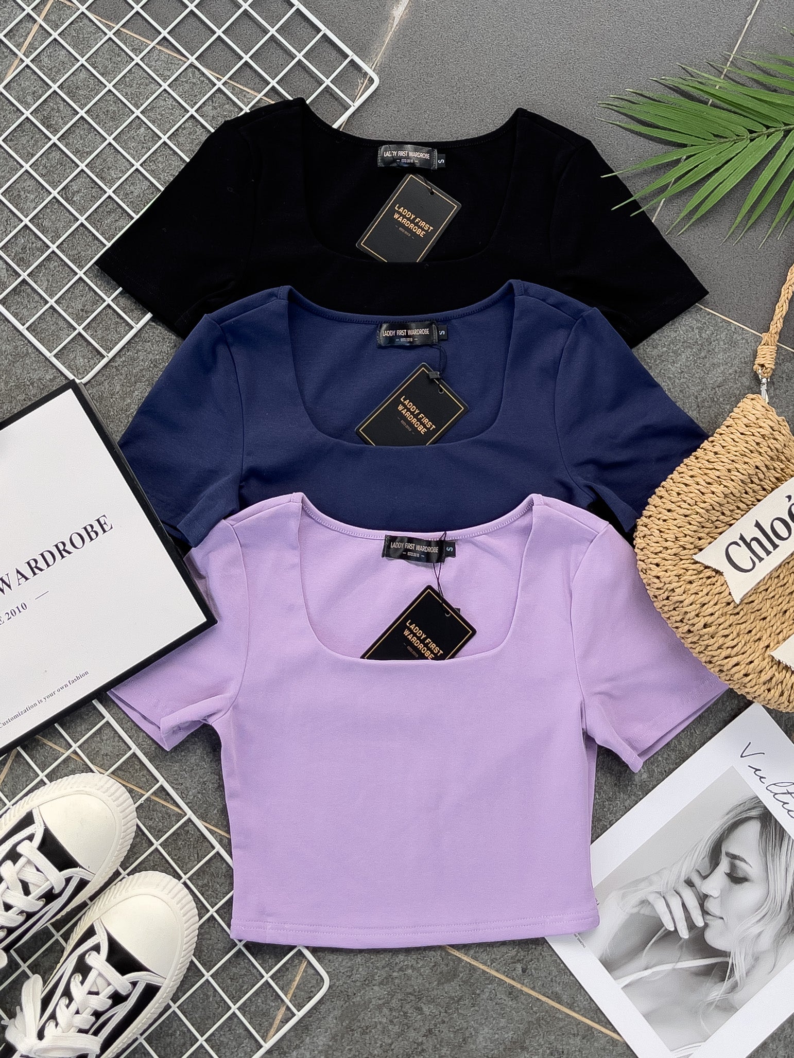 【T3371】前双后单层方领纯棉弹力百搭上衣 ❤❤ 【C-R1-C5】