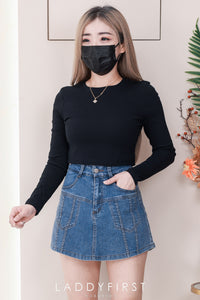 【S3524】独家爆款高品质牛仔COTTON JEANS简约显瘦显腿长百搭牛仔高腰裤裙，有口袋 ❤️❤️【B-R3-C1】
