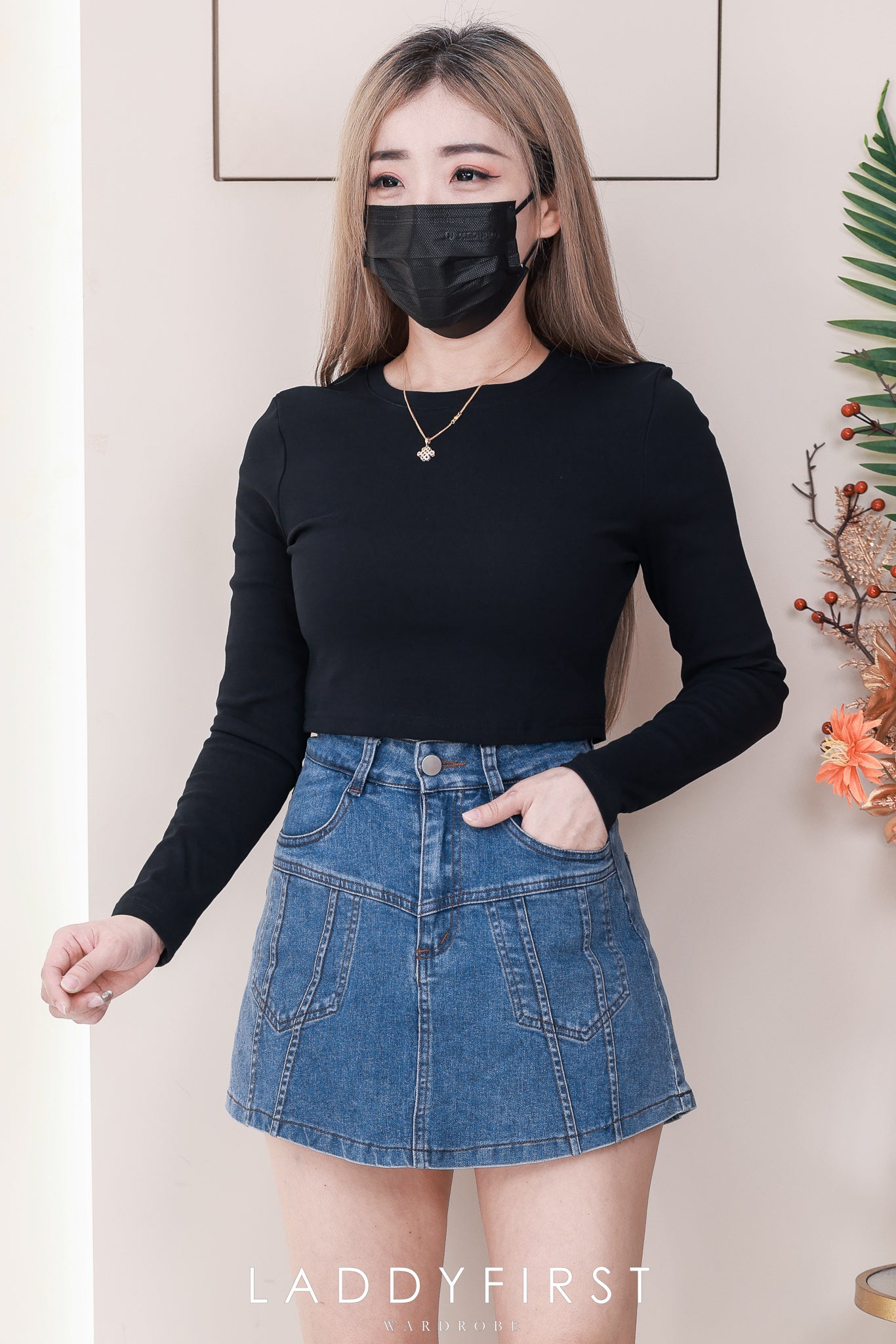 【S3524】独家爆款高品质牛仔COTTON JEANS简约显瘦显腿长百搭牛仔高腰裤裙，有口袋 ❤️❤️【B-R3-C1】