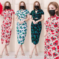 【SS14562】【网站福利款✨】独家爆款两件式复古碎花套装 镂空抓褶设计上衣➕高腰开叉七分裙子【E-R3-C1】