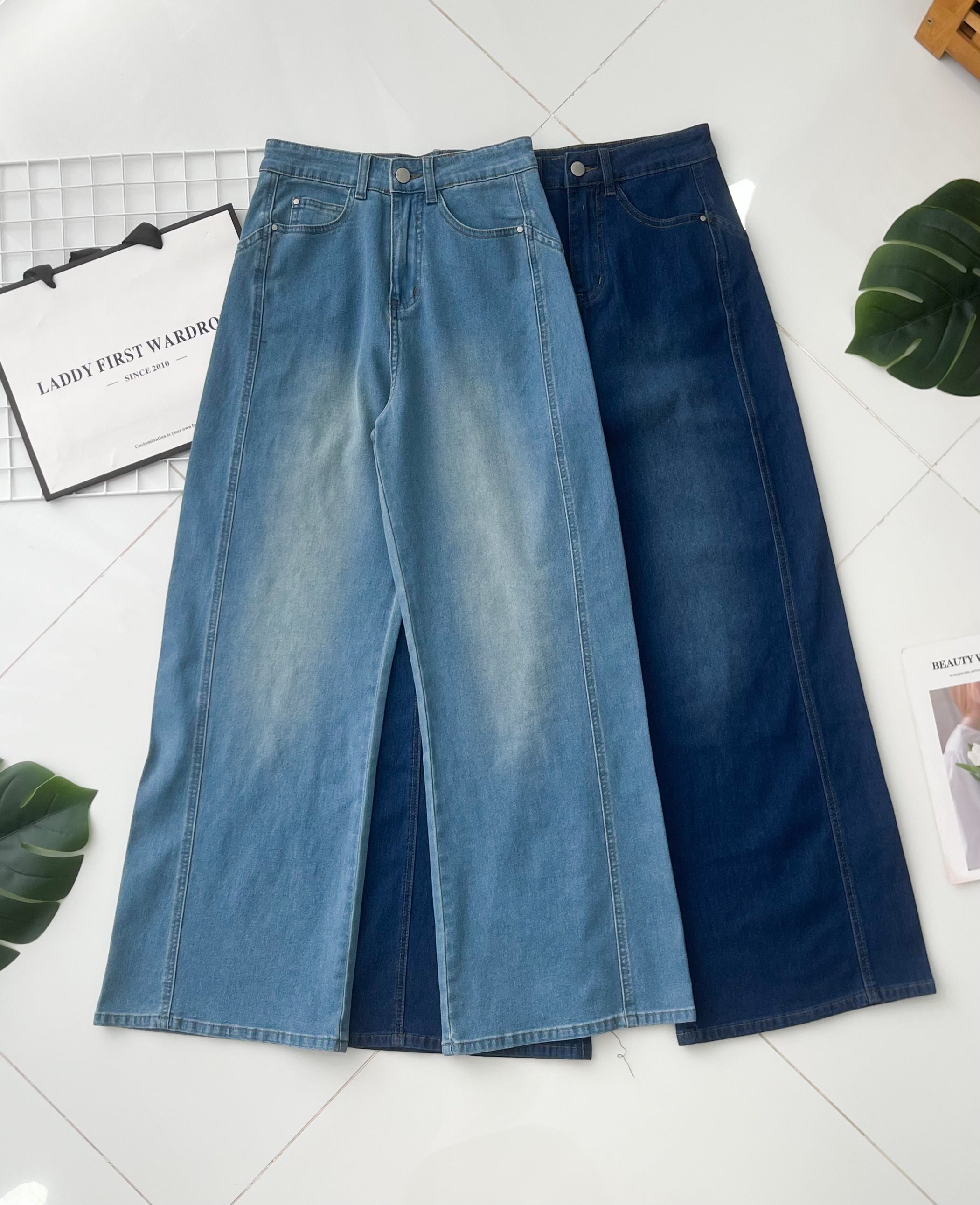 【L574163】高品质COTTON JEANS气质直筒阔脚牛仔百搭长裤，有口袋 ❤️❤️ 【A-R1-C1】