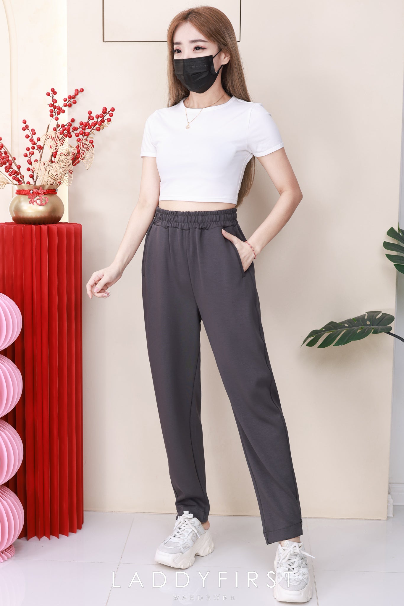 【L1191-1】⚡补货预订款⚡高品质空气棉松紧腰弹力运动休闲长裤，有口袋 ❤️❤️