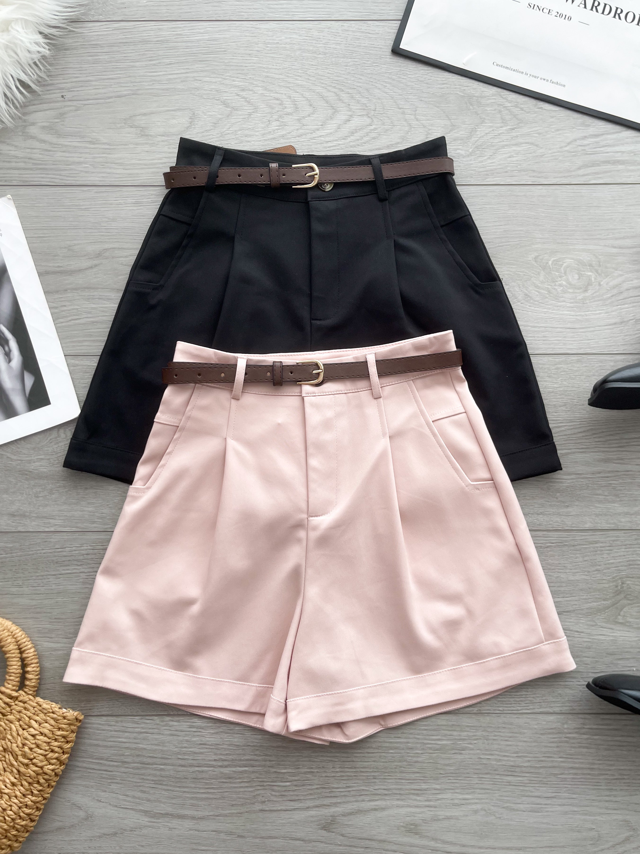 【S82532】高品质简约时尚西装高腰显瘦百搭短裤，搭配附送腰带，有口袋 ❤️❤️