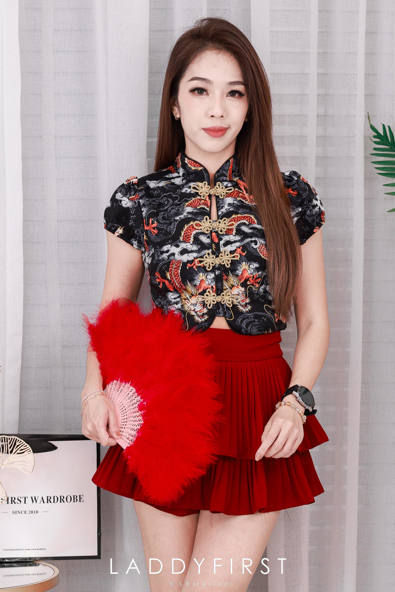 【S68135】【LFW独家小圆饼】【直播间搭配】双层蛋糕百褶荷叶边高腰显瘦西装裙子，内层防走光短裤 ❤️❤️ 【C-R3-C5】