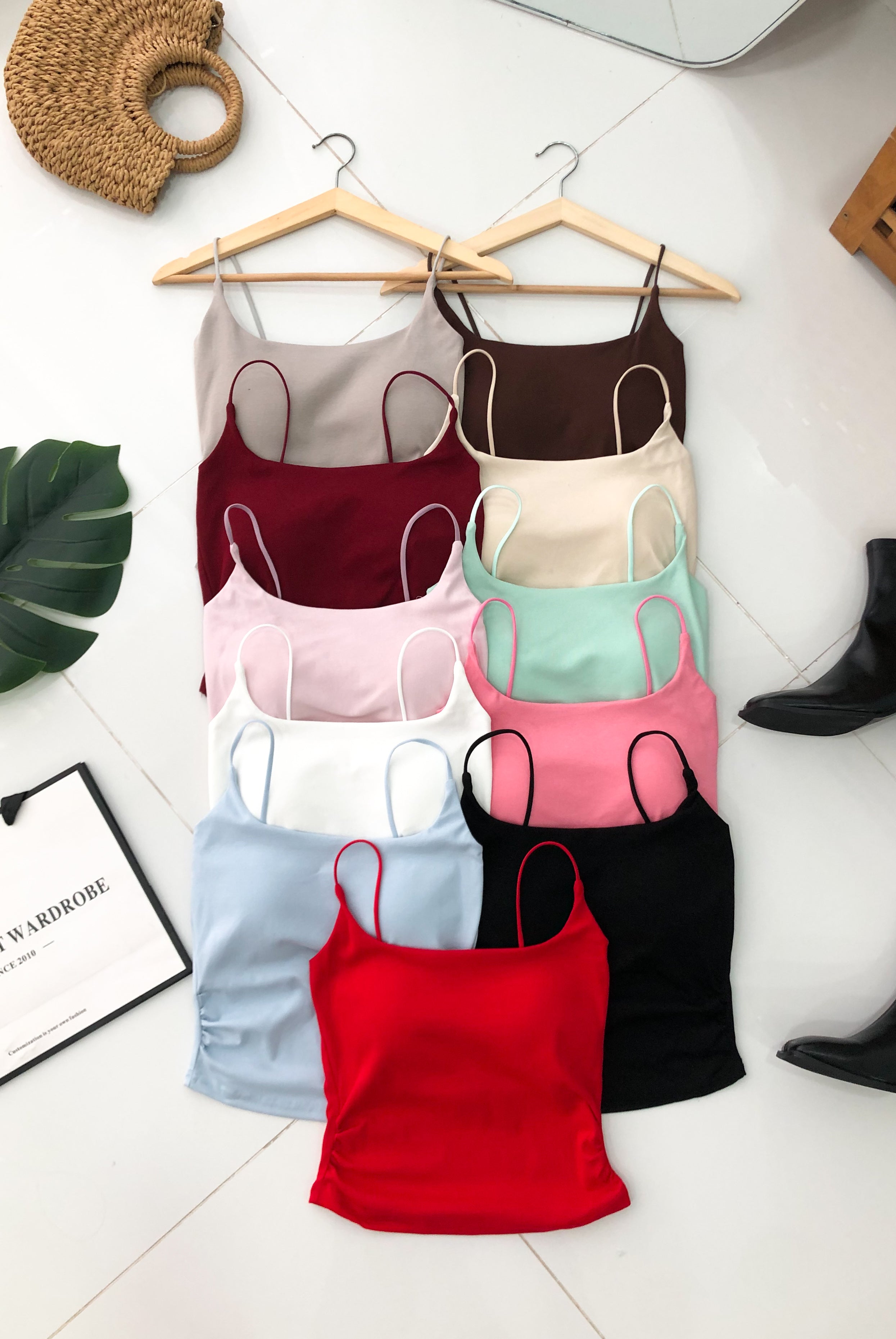 【T80658】高品质纯棉弹力带胸垫无线肩带上衣/内搭 ❤️❤️