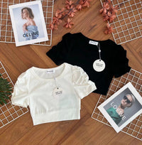 【T3454】【LFW独家小圆饼】高品质厚棉皱褶短袖纯棉弹力简约休闲百搭上衣 ❤❤ 【A-R1-C1】