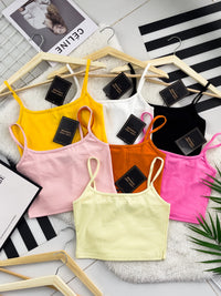 【T3395】独家爆款方领无袖肩带纯棉弹力内搭上衣 ❤❤ 【B-R2-C1】