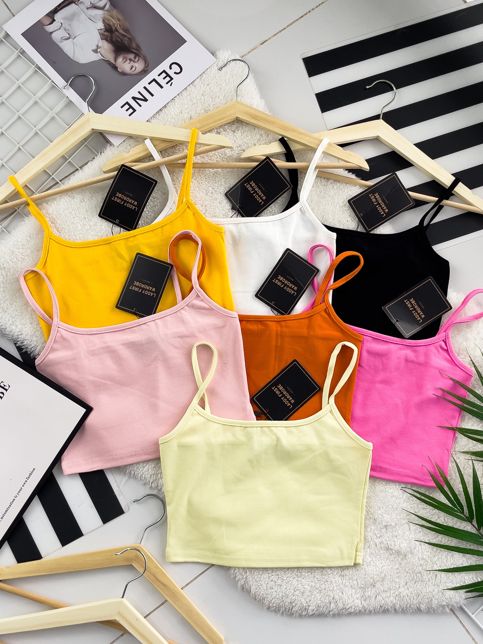 【T3395】独家爆款方领无袖肩带纯棉弹力内搭上衣 ❤❤ 【B-R2-C1】