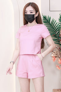 【SS8229971】【LFW独家小圆饼】高品质两件式西装时尚套装 圆领短袖百搭上衣➕西装高腰百搭短裤，有口袋 ❤️❤️ 【E-R2-C2】